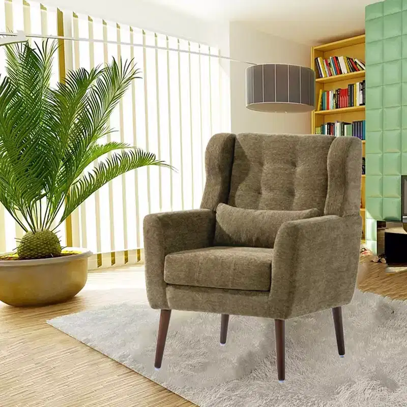 37.6 Tall Modern Accent Chair, Upholstered Foam Filled Reading Chairs With Cushion And High Backrest, Chenille Fabric Lounge Tufted Armchair