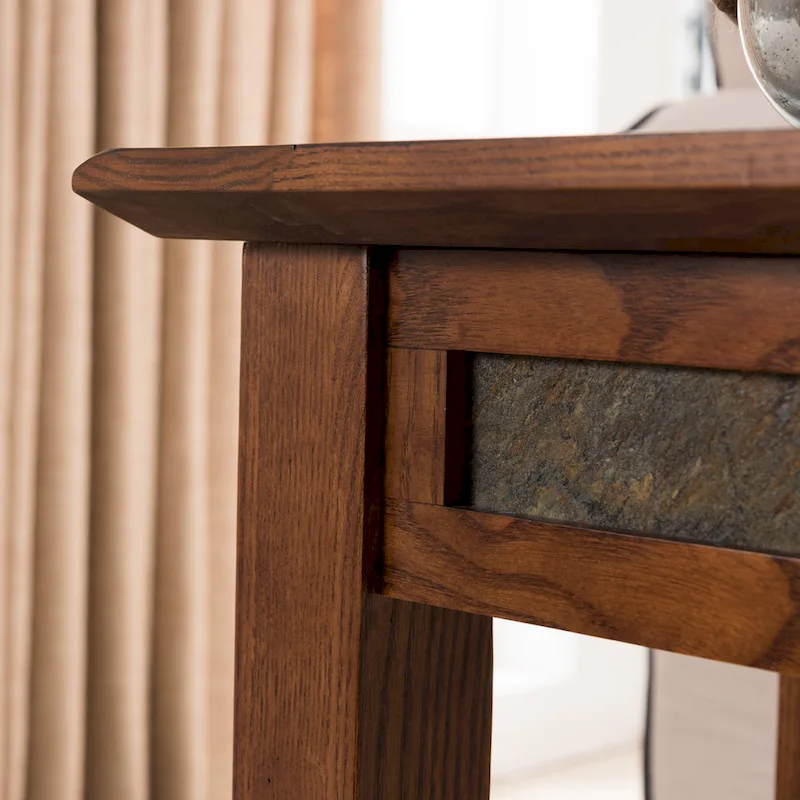 Leick Home Slatestone One Drawer Side Table with Slate Tile