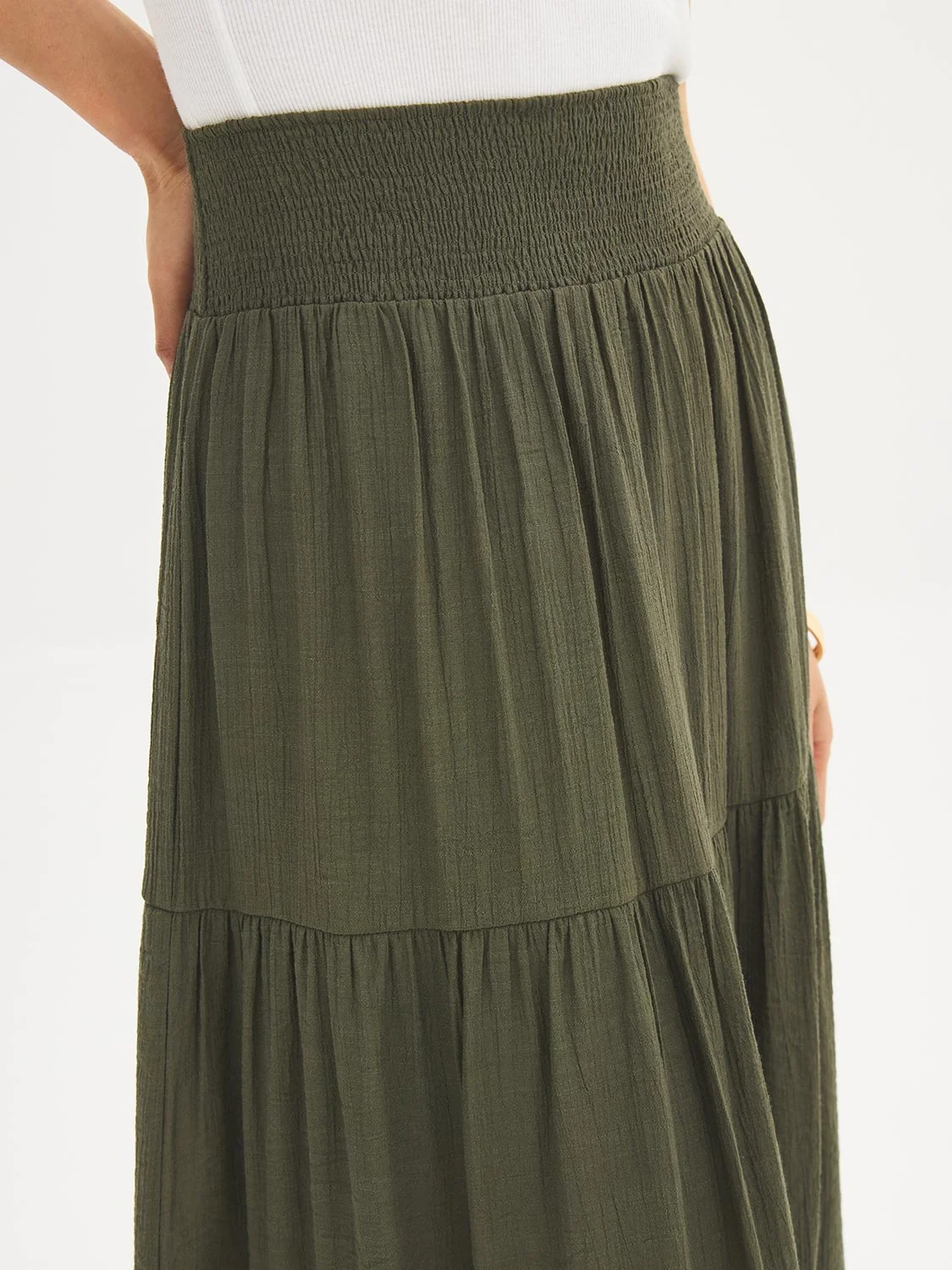 Tiered Smocked Maxi Skirt