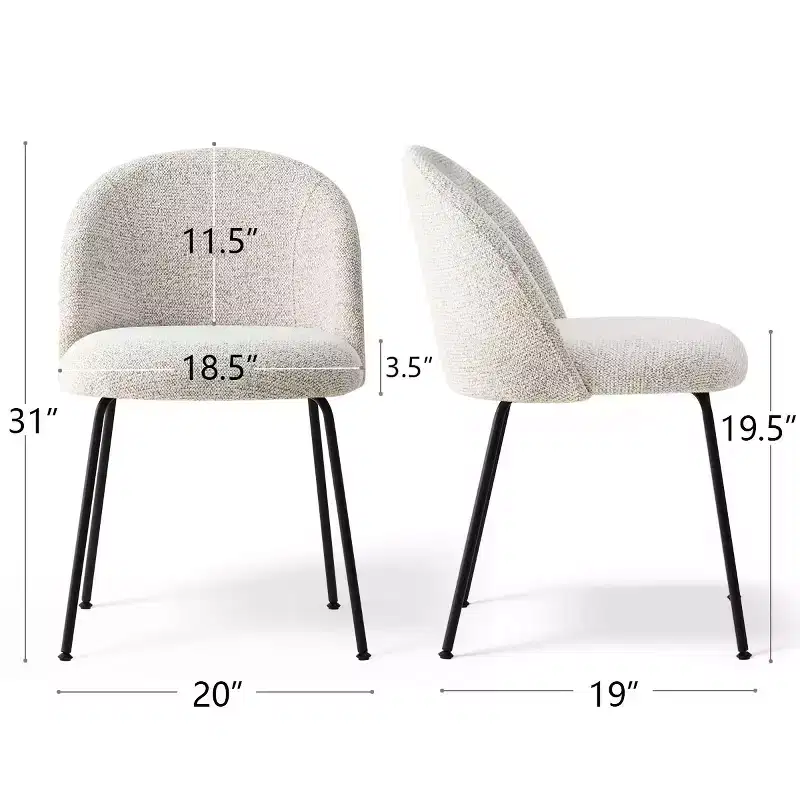 Set of 8 Modern Linen Upholstered Dining Chairs, Armless Kitchen & Dining Room Chairs with Padded Backrest and Metal Legs-Panipeachy
