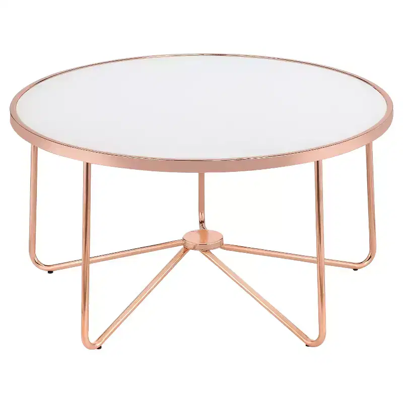 Round Frosted Glass Coffee Table Rose Gold – 18