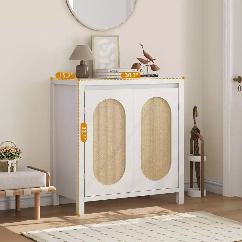 Modern Sideboard Buffet Cabinet with Adjustable Shelf, Glass Doors, Small Accent Console Cabinet with Storage, for Living Room, Dining Room