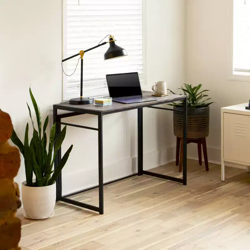 Emma and Oliver 40 Rustic Home Office Folding Computer Desk - Laptop Desk