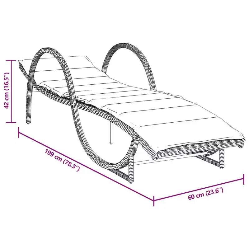 vidaXL Sun Lounger Black, Cream White PE rattan, powder-coated steel