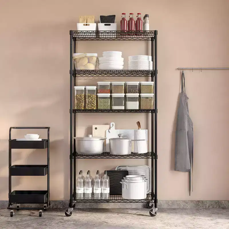 5-Tier 36x14 Steel Wire Shelving Unit, Freestanding