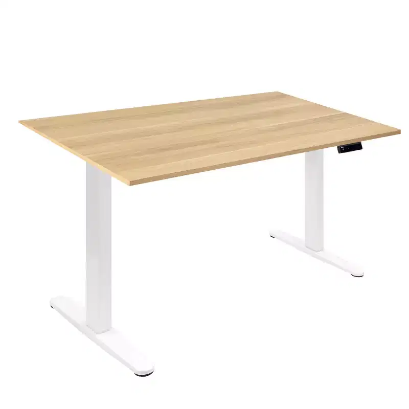 Mount-It! Electric Sit-Stand Desk with Tabletop - White / Maple