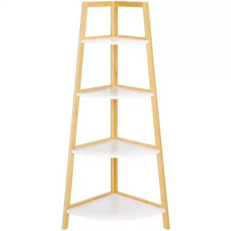 Rainier 4 Tier Corner Shelf - STG1910 - White/Natural - Safavieh