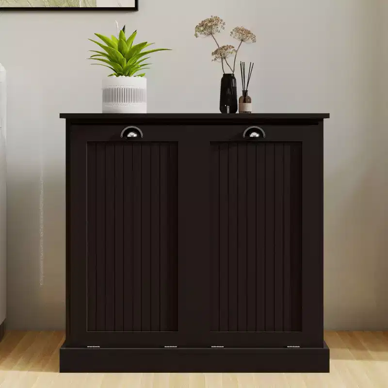32.68 in. W. x 14.57 in. D x 31.5 in. H Wood Linen Cabinet with Tilt-out Storage