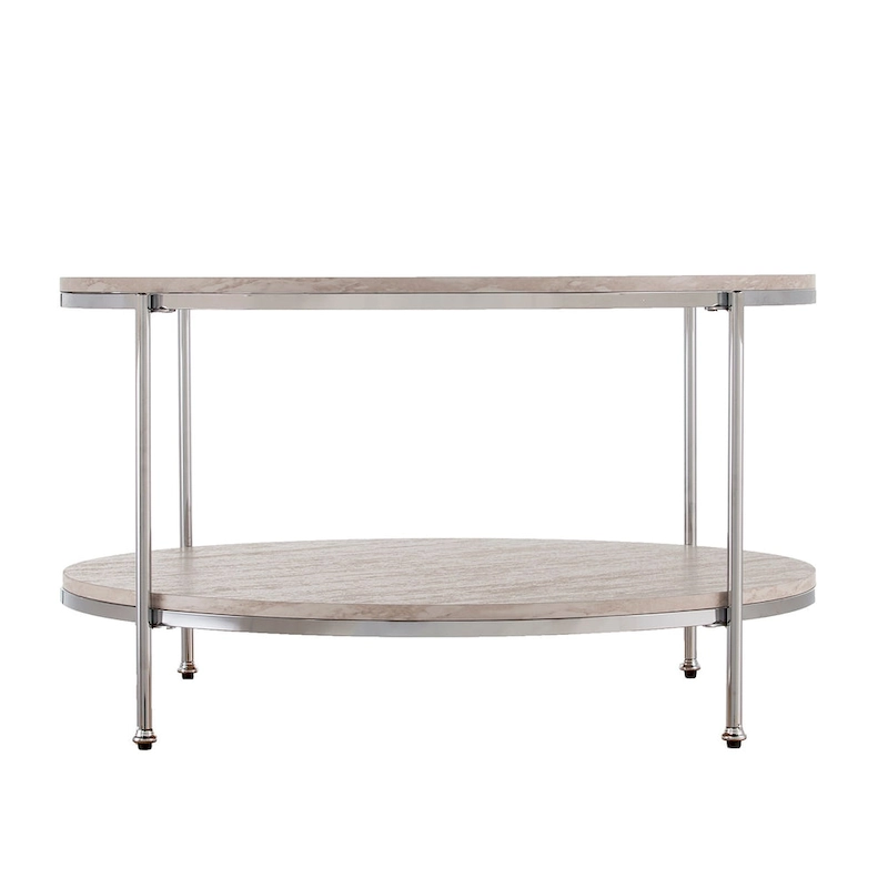 SEI Furniture Henderson Modern Faux Marble Round Coffee Table with Bottom Shelf