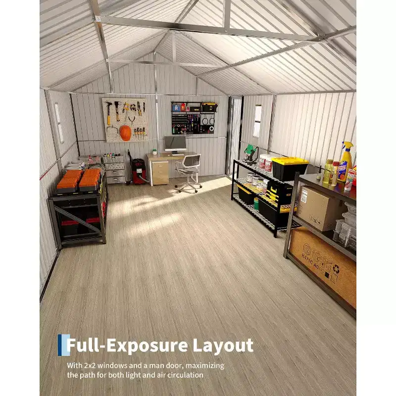 12x25FT Fully Enclosed Metal Carport with Vertical Roof and Steel Frame