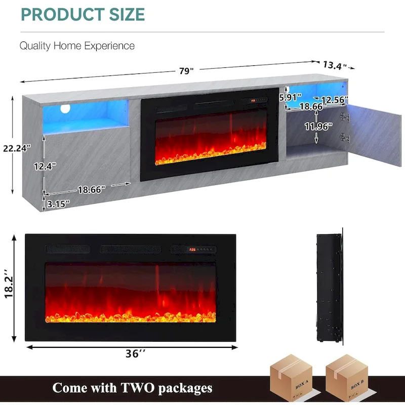79 Fireplace TV Stand with 36 Electric Fireplace