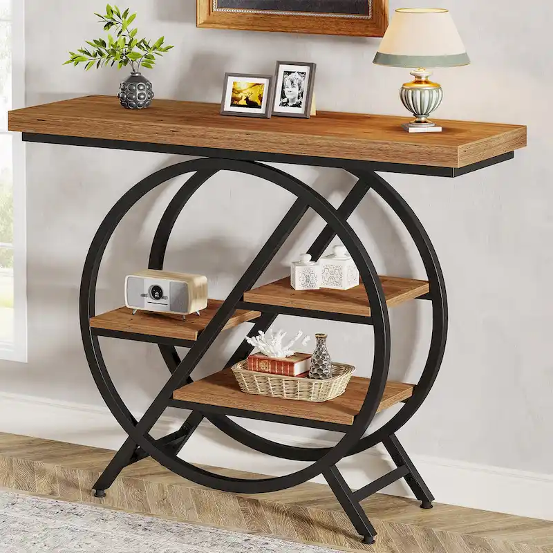39.4-Inch Console Table, 4- Tier Industrial Entryway Table