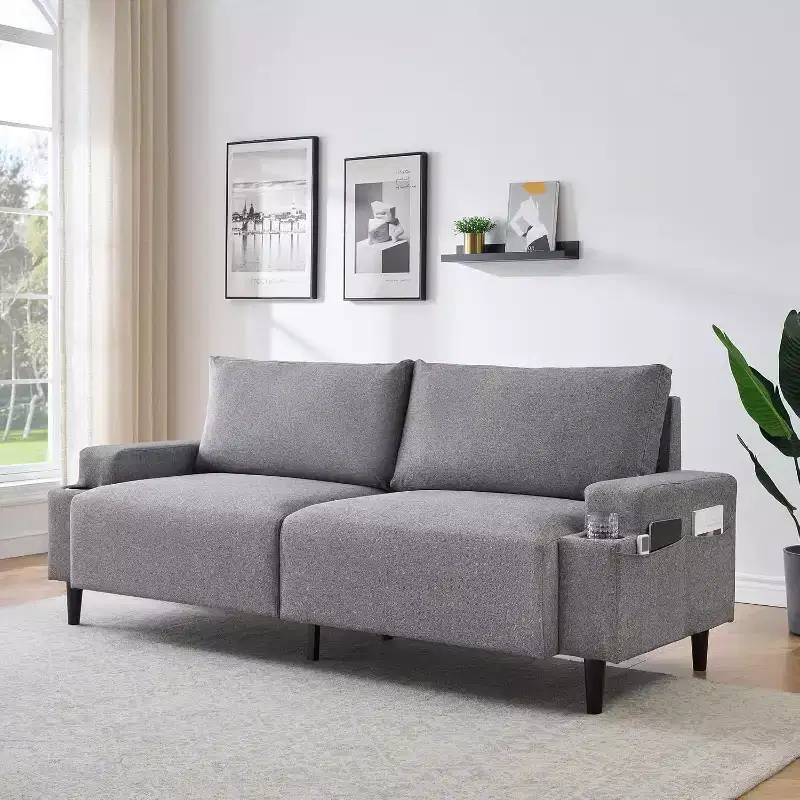 80.7''Modern Fabric Sofa Recliner Sofa for Living Room Armrest Cushioned Sofa