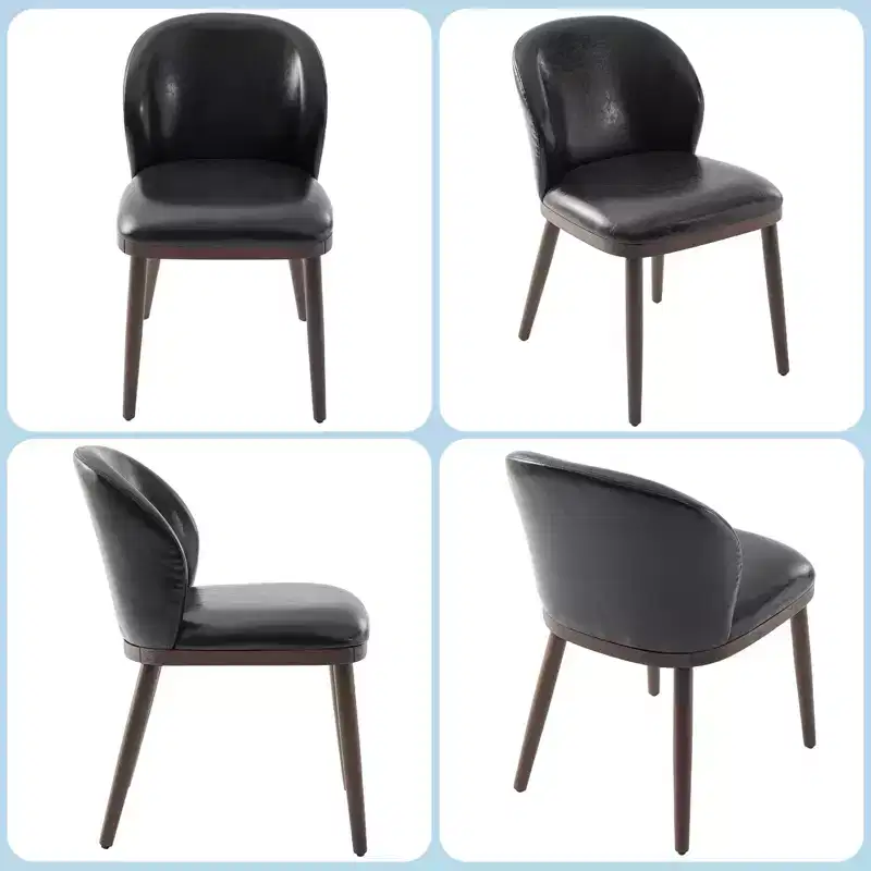 Two-piece dining chair set, upholstered seats, wooden legs, ergonomic design, 265 lbs weight capacity, suitable for dining rooms.