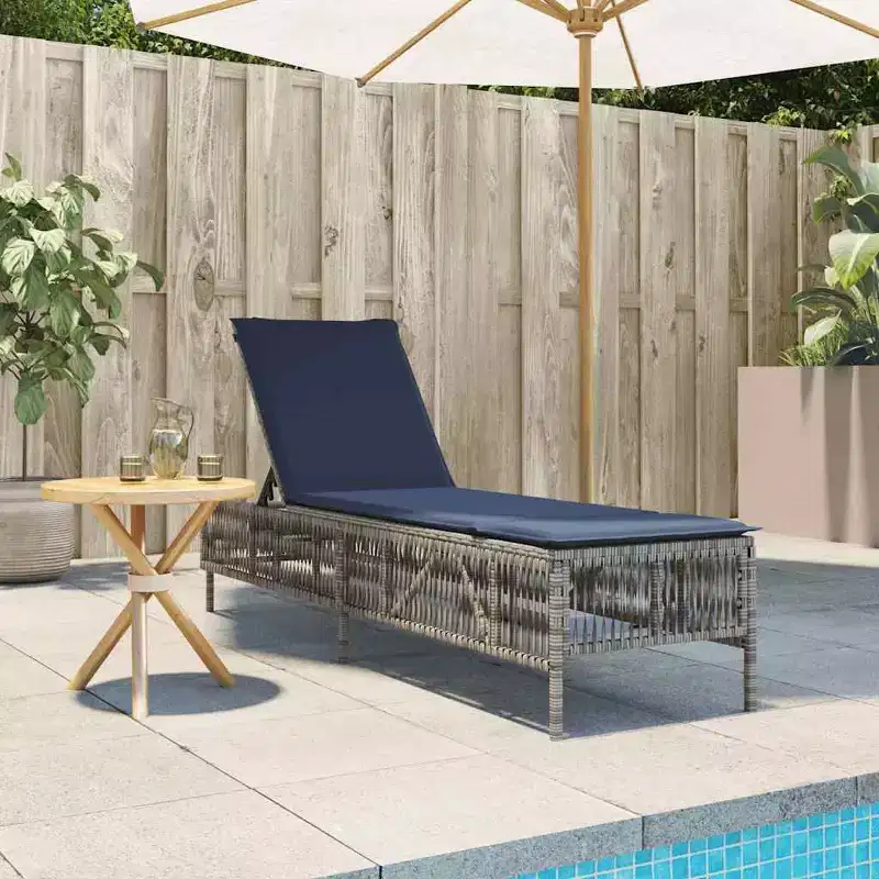 vidaXL Patio Sun Lounger PE rattan Large Multi-Position Backrest
