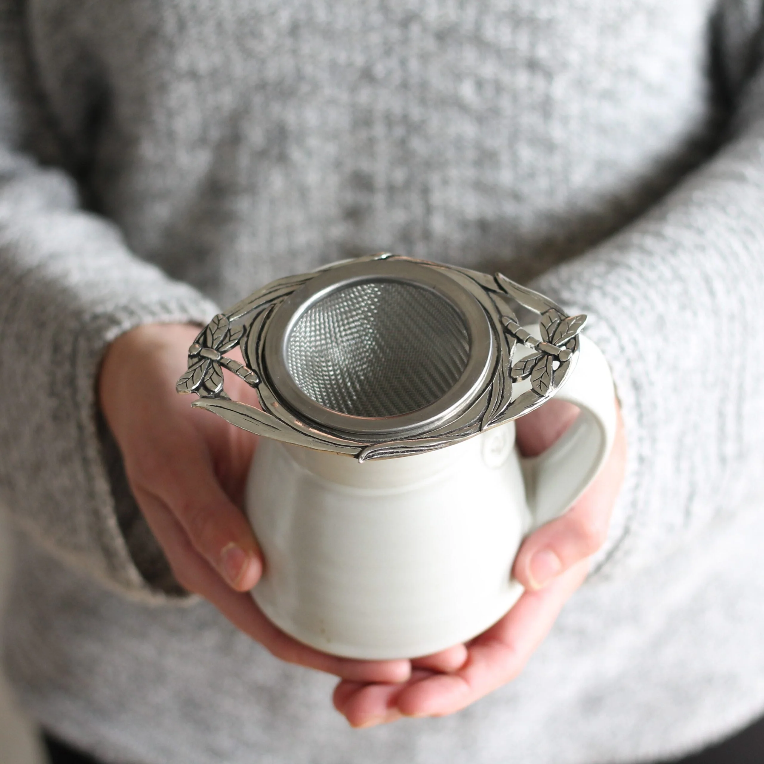 Handmade Pewter Tea Strainer