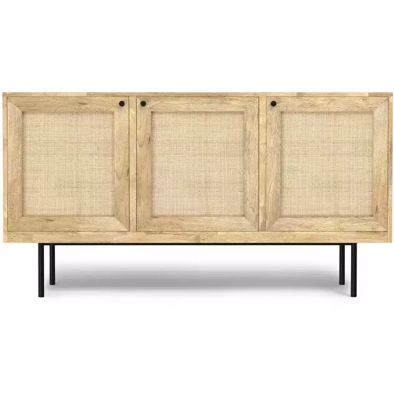 Wellspring SOLID MANGO WOOD 57 inch Wide Rectangle Contemporary Modern Sideboard Buffet in Natural