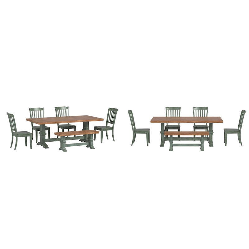 Ronda 78 Rectangular Solid Wood Top Dining Set with Spindle Back Chairs