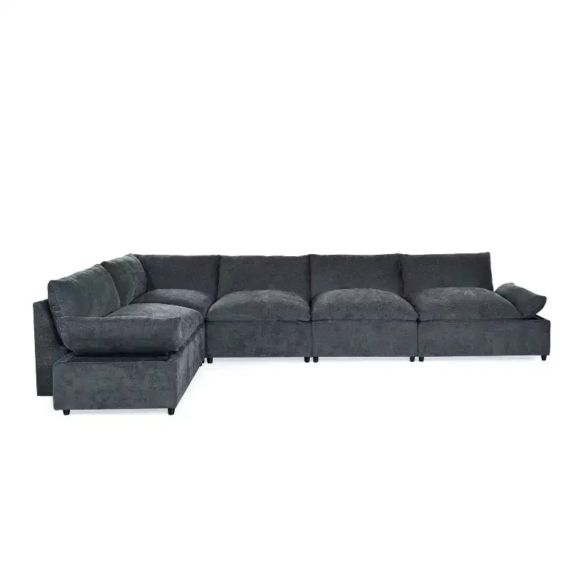 Christopher Knight Home Jovie 115.5 Upholstered Modular Sectional Sofa with Hidden Storage Compartments, Gray