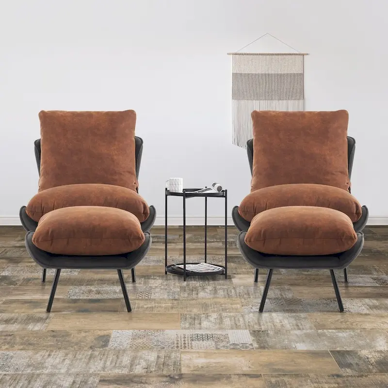 MCombo Accent Chair with Ottoman, Leathaire Fabric LW951