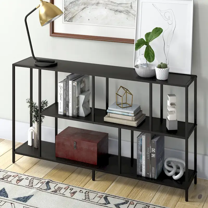 Metal Frame Console Table with Shelves