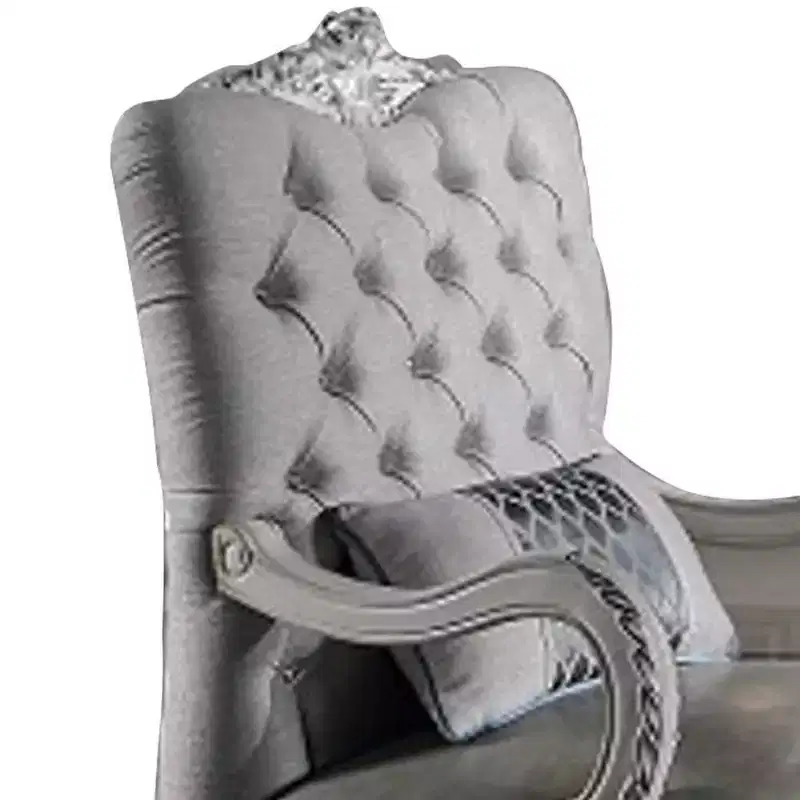 34" Dresden Accent Chair Synthetic Leather Bone White Finish - Acme Furniture: Tufted, No Assembly, Wood Frame