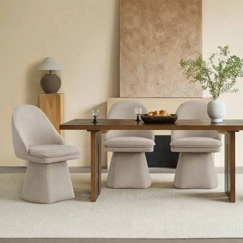 Darah Upholstered Swivel Armless Dining Chair Double-layered Cushions