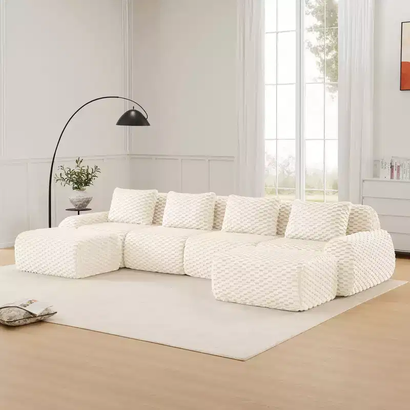 146 Modern U-Shaped Modular Sectional Sofa for Living Room,Flannelette Fabric,Oversized 4-Seater Couch,boneless sofa