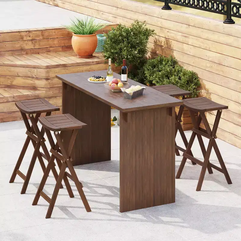 Costway Bar Stools Set of 4 30 Folding Bar Height Stools w/ Saddle Seat & Footrest