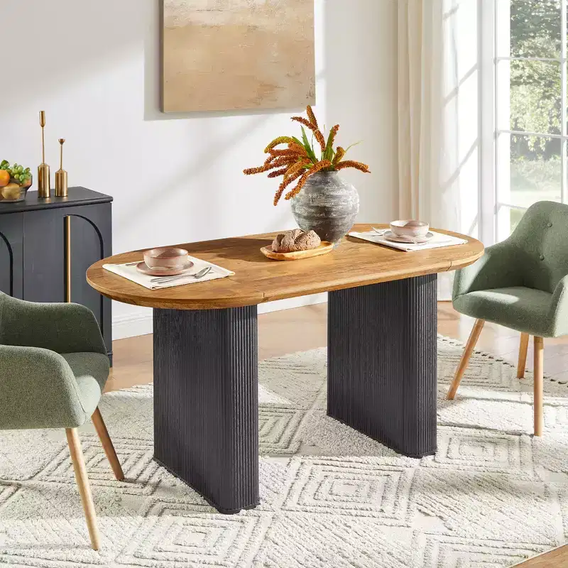 Black/Brown/Natural, Oval Dining Table, Seats 4–6