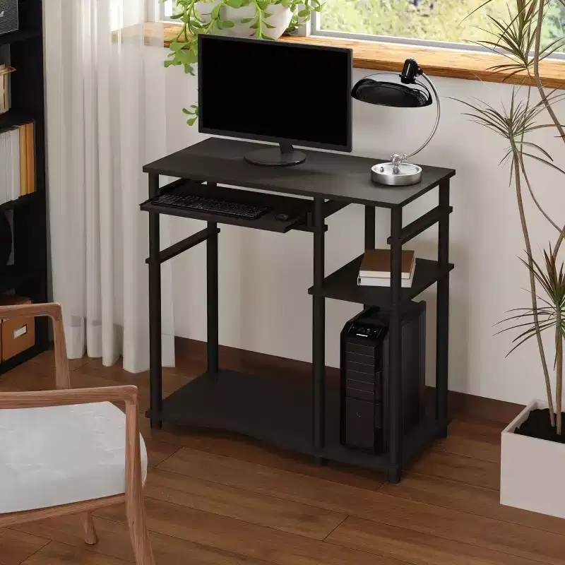 HOMLUX 31 Computer Desk with Storage Shelf & Sliding Keyboard Tray & Power Strip Holder