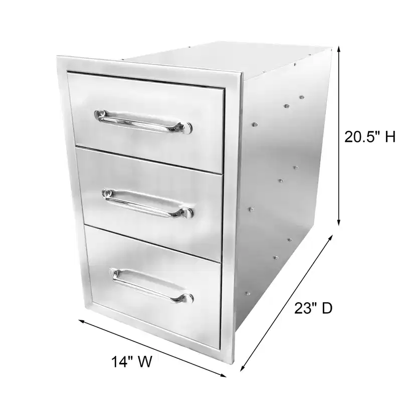 Outdoor Kitchen Drawer Stainless Steel Grill Drawer for Islands and Grill Stations, Built-In Recessed Design, Weather-Resistant and Rust-Resistant
