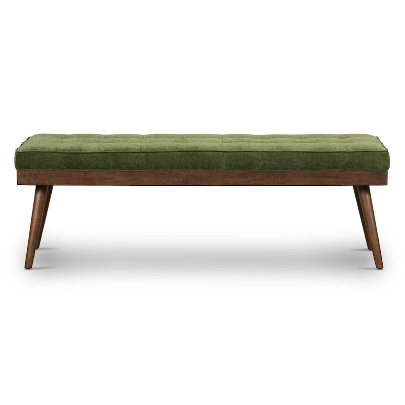 Poly & Bark Luca Fabric Bench - Tufted Seat with Solid Wood Legs