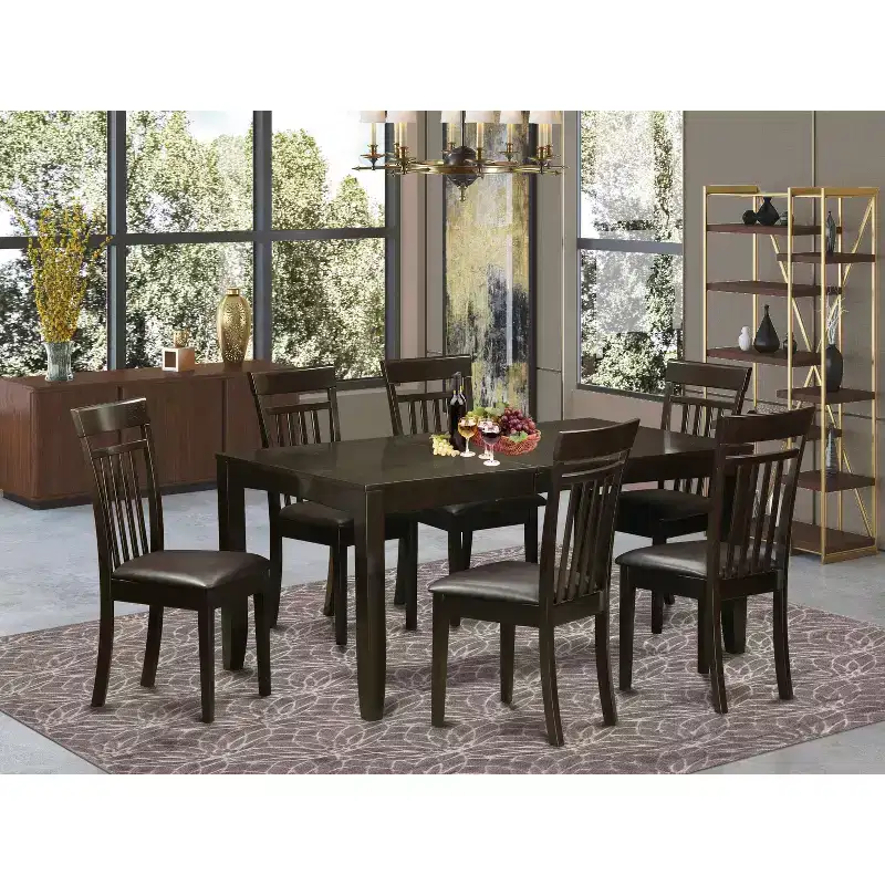 HomeStock Dining Table Set 6 Chairs Butterfly Leaf Wood Table