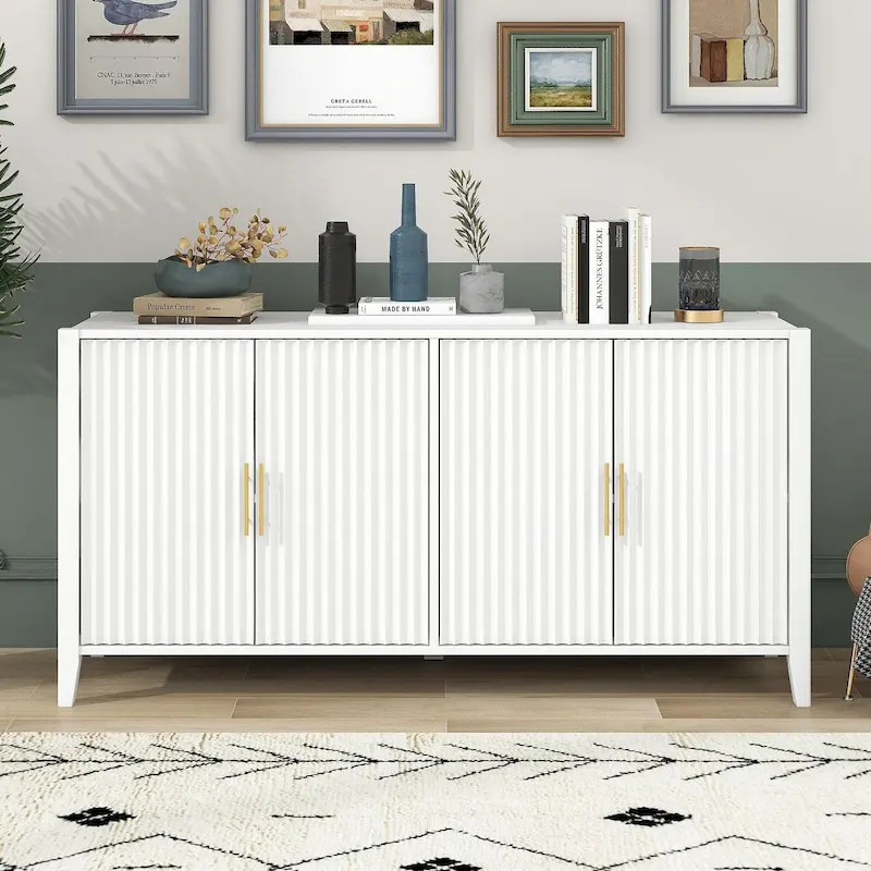 Accent Storage Cabinet Sideboard Wooden Cabinet with Metal Handles