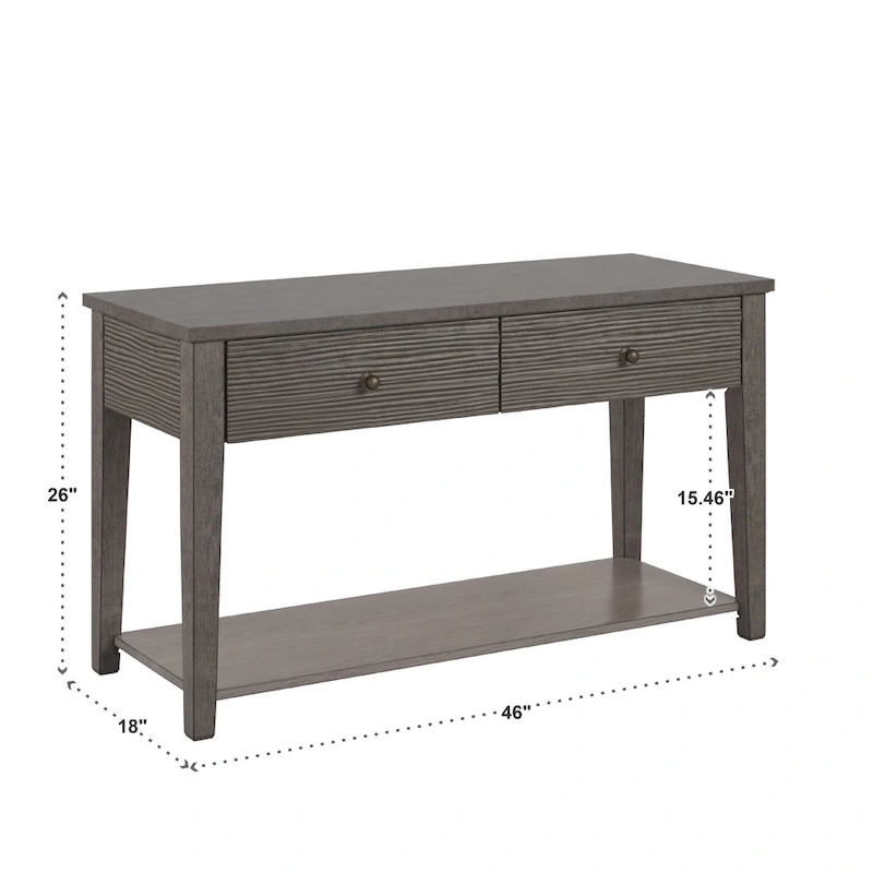Coober Antique Grey Finish Grey Fiber Cement Sofa Table with Shelf by iNSPIRE Q Modern