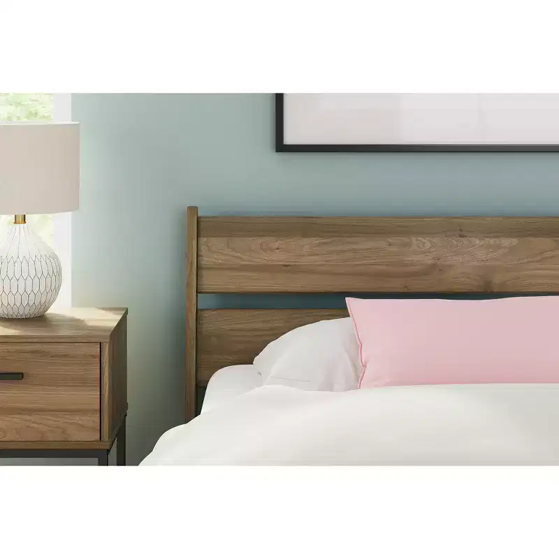 Signature Design by Ashley Deanlow Mid-Century Panel Headboard, Honey Brown
