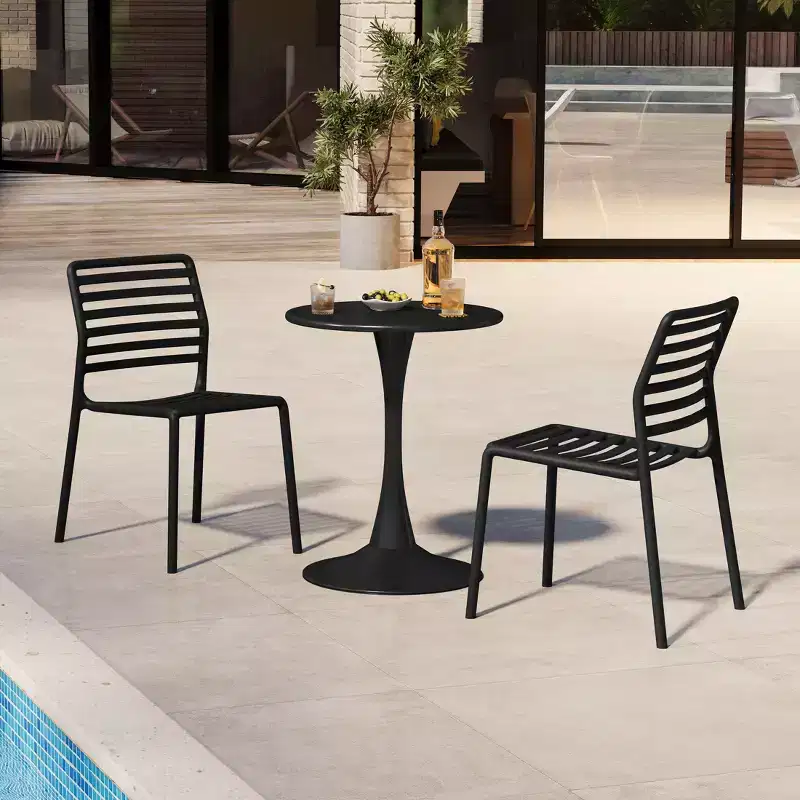 WestinTrends Playa Outdoor Stackable Polypropylene Plastic Resin Dining Side Chairs (Set of 2)