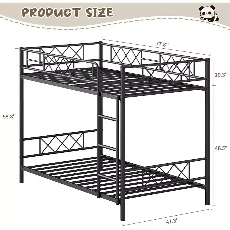 GuatoWave Heavy Duty Space-Saving Twin Over Twin Bunk Bed Frame with Stairs for Adults, Teens & Kids