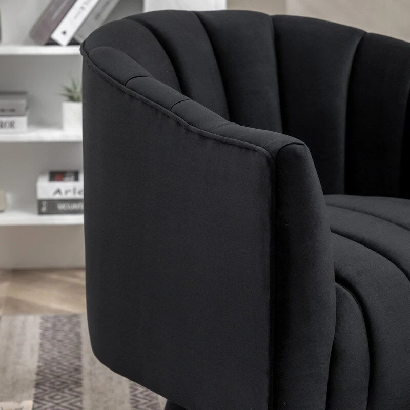 SEYNAR Modern Glam Velvet Upholstered Round 360 Degree Swivel Accent Barrel Chair Set of 2