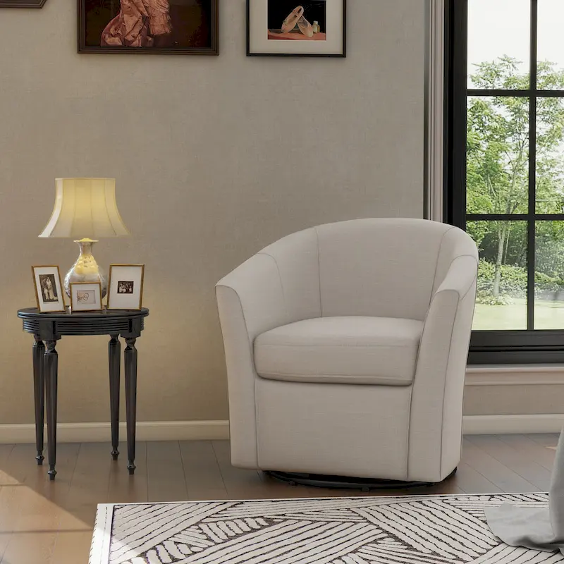 Modern Upholstered Swivel Barrel Chair Living Room Accent Chair