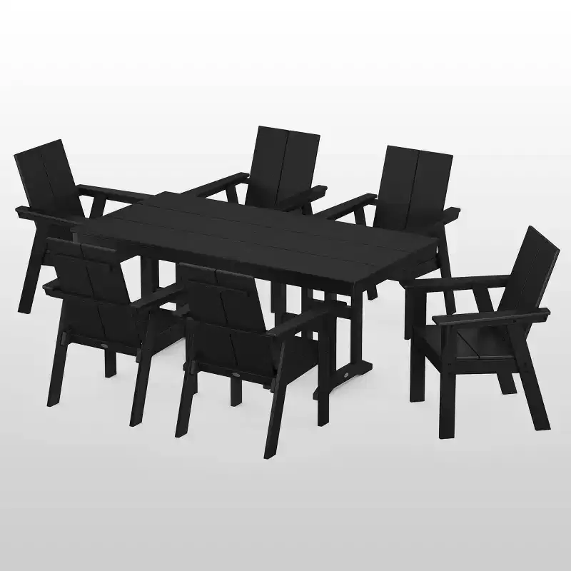 POLYWOOD Moore 7pc Outdoor Patio Dining Set Black