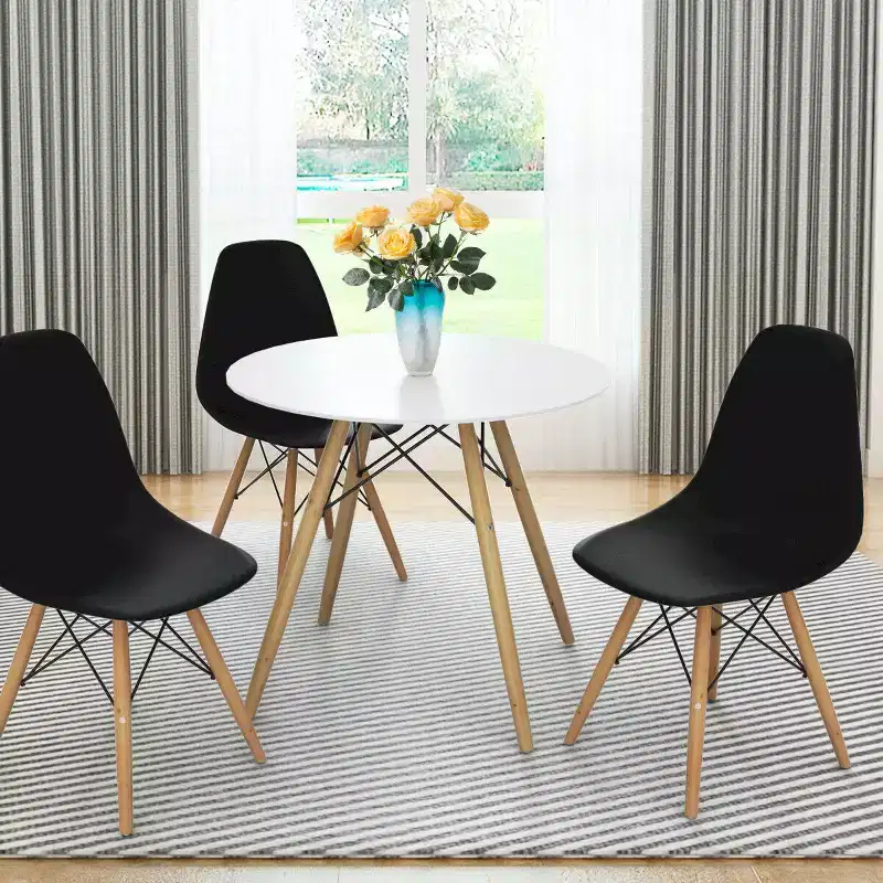 Costway 2-Piece Dining Chairs Modern Style Plastic DSW Chair Black/White/Blue