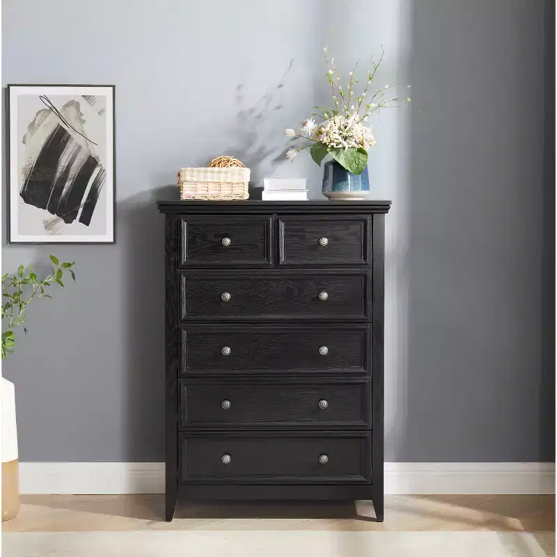 Modern 6 Drawer Dresser with Smooth Glide Drawers, Anti-Tipping Device, for Living Room