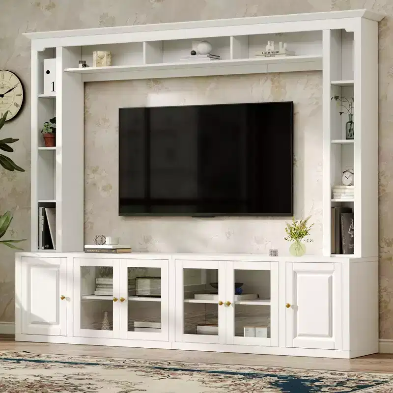 GDFStudio Esther Modern Entertainment Center Wall Unit with Bookshelves and Adjustable Shelves