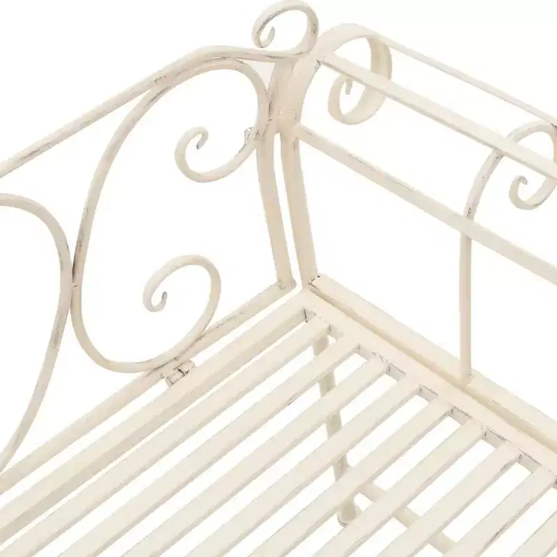 vidaXL Patio Bench Metal Scrolling Garden Bench Chair Metal Antique White
