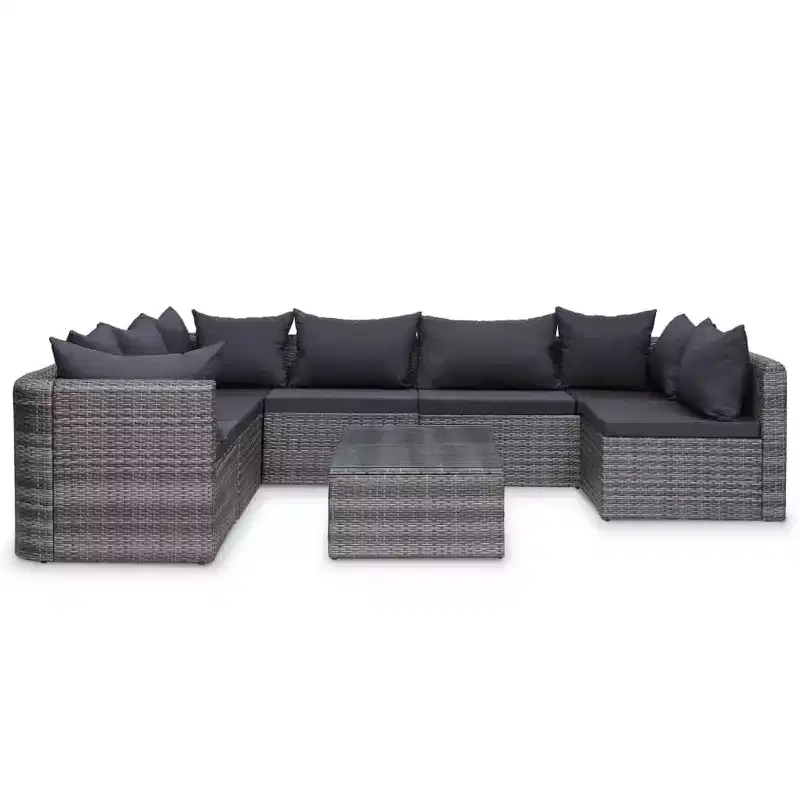 vidaXL Sofa Set Grey Poly rattan Medium Modular Outdoor Sofa Set