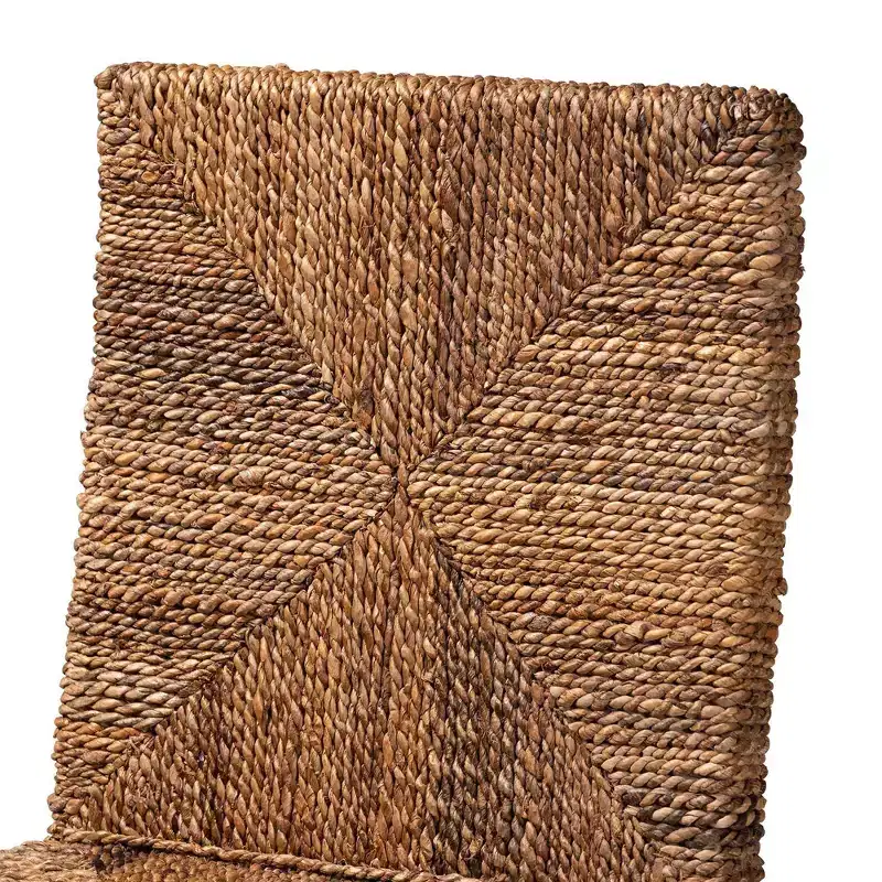 Mahogany Wood & Seagrass Counter Height Barstool – Natural Brown/Dark Brown