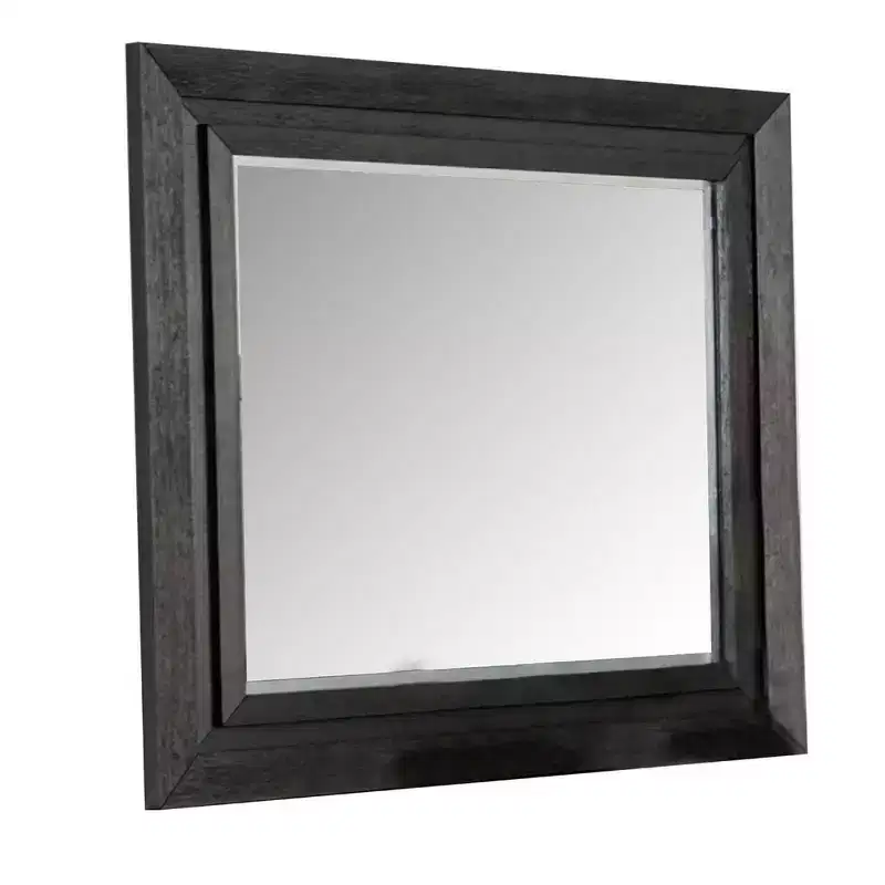 Royal Hampton Dresser Mirror, Black Solid Wood, Rectangular Silhouette, 40x46