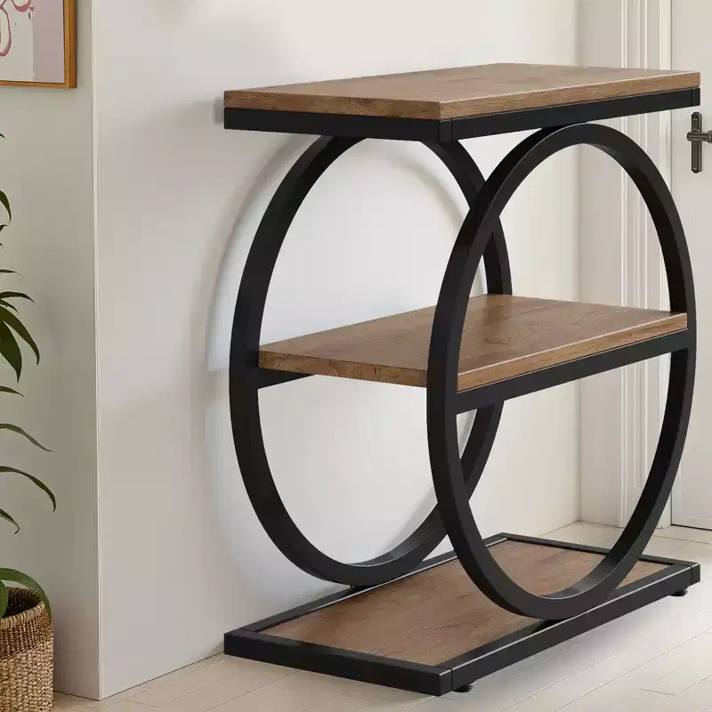 Industrial 3 Tier Sofa Side Table Slim Design Multifunctional Home Use